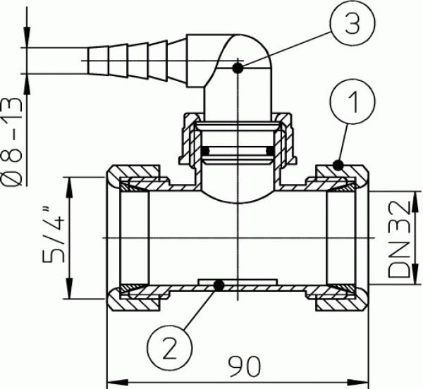 T-Stück DN32x5/4" mit HL19.2 HL19T.2/30